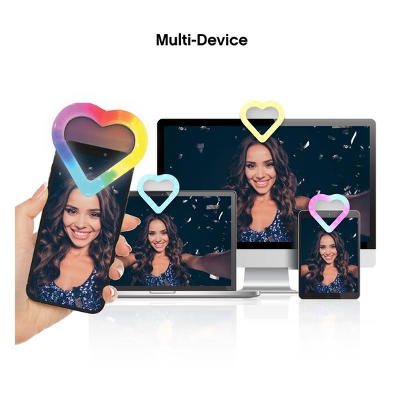 ON AIR Mini Mobile Heart Halo Light - Compact Ring Light with Full RGB Selfie - Picture 5 of 9